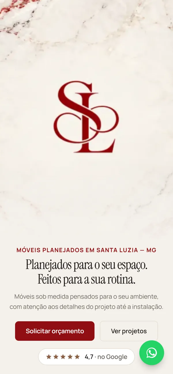 O mesmo site no celular