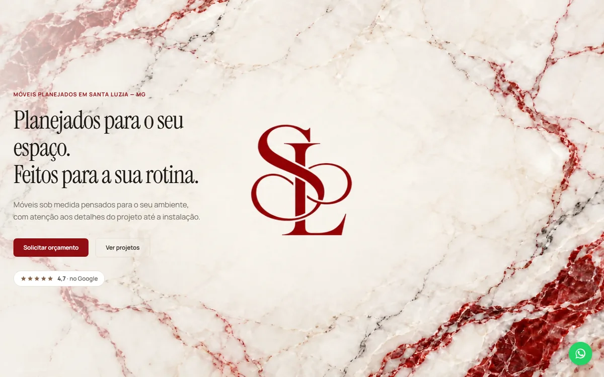 Site silvalimaplanejados.com.br aberto no computador